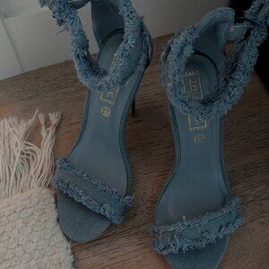 Denim stilleto sandals